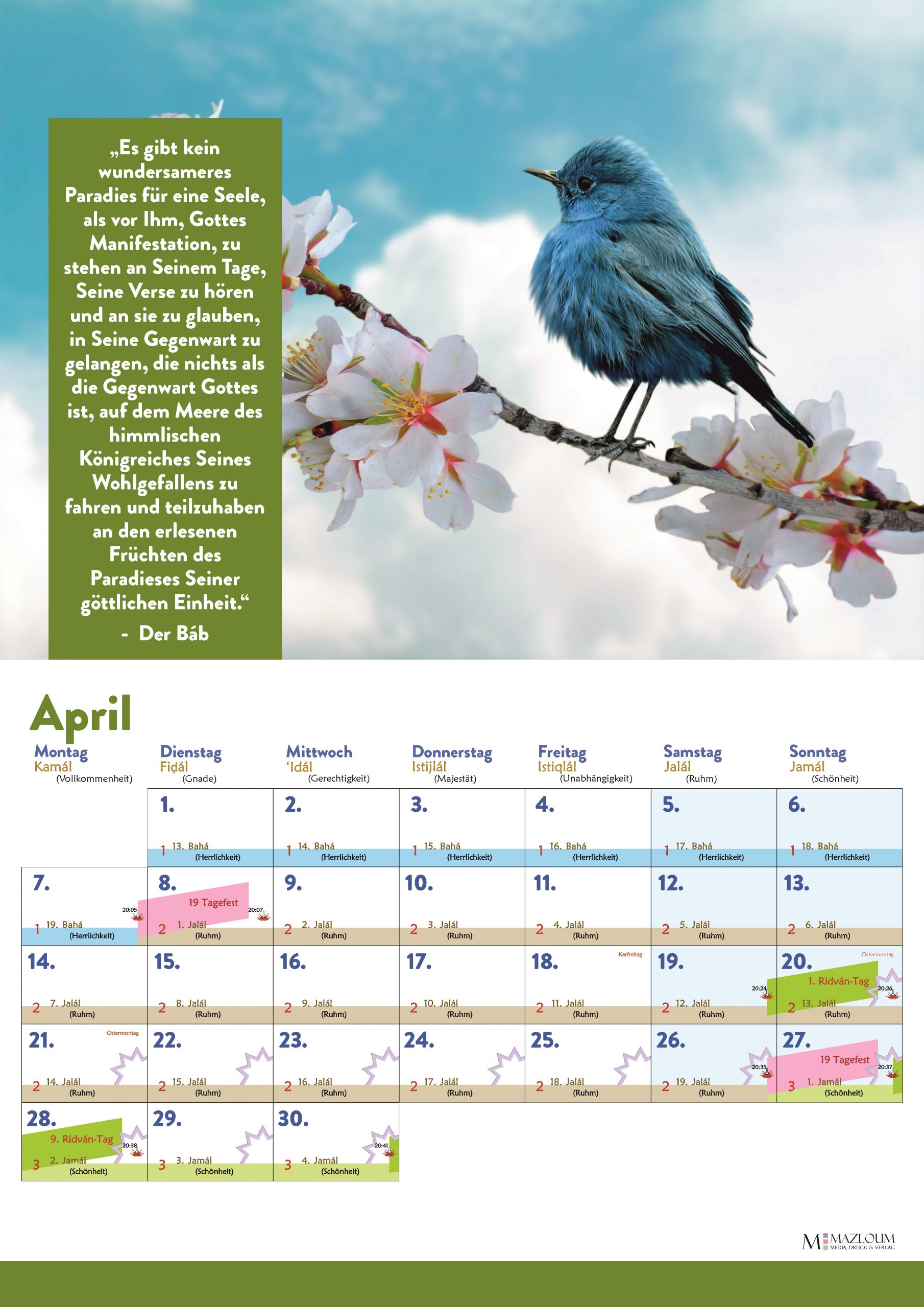 Bahai-WANDKalender-182-April